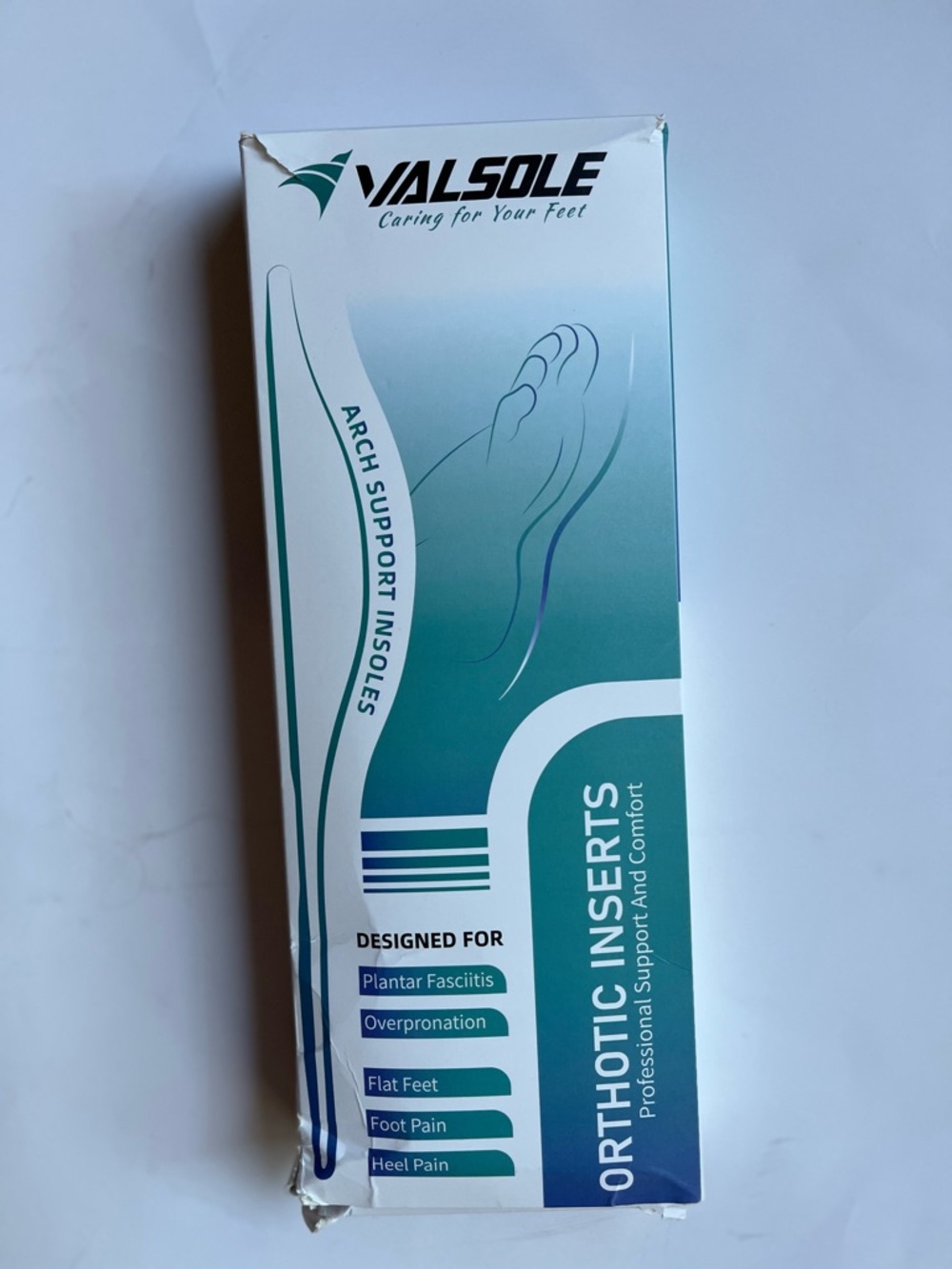 Valsole Orthotic Inserts - Teal/White Arch Support